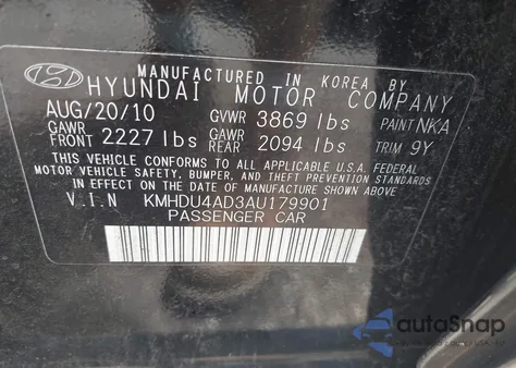 2010 Hyundai Elantra Gls из США, поврежденный, VIN KMHDU4AD3AU179901